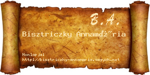 Bisztriczky Annamária névjegykártya